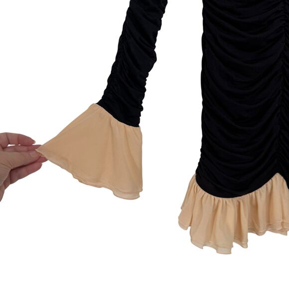 NWT Rotate Birger Christensen Ruched Long Sleeve Mini Dress Black Party Size 4 - Picture 5 of 16